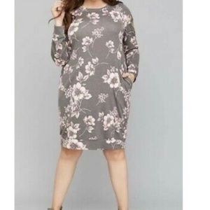 Charlotte Russe Women’s Floral T-shirt Dress Gray and Pink Size Small